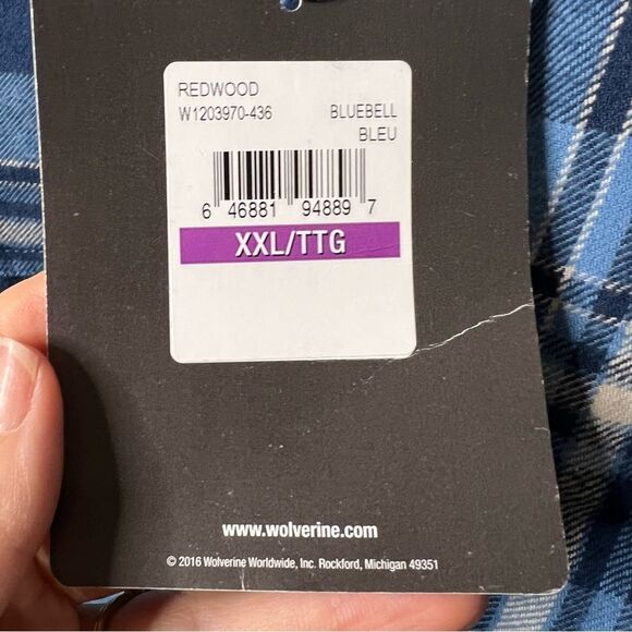 Women’s 2X Wolverine NWT Blue Flannel Button Up Top 🏷 w/hand pockets Bluebell - Picture 5 of 16